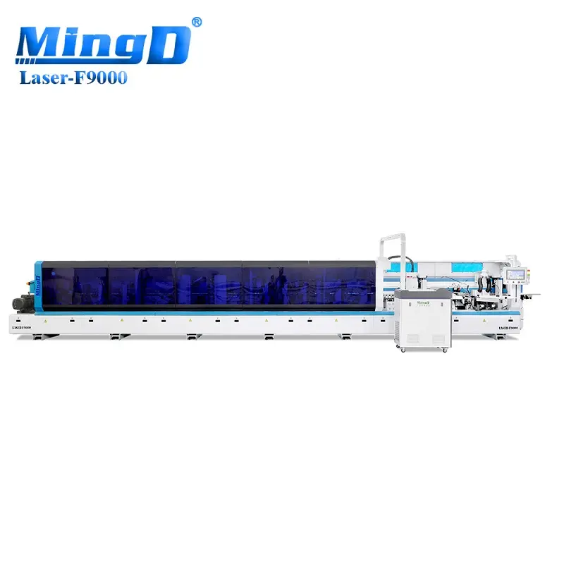 MINGD mesin band tepi pemanas Laser pra-penggilingan konveyor jalur Laser-f9000 Pvc Mdf disediakan produksi MDF