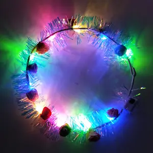 LED Flower Headbands Crowns for Girls and Women Handmade Floral Wreath LED Light Up Flowers Head Wreath Accessories