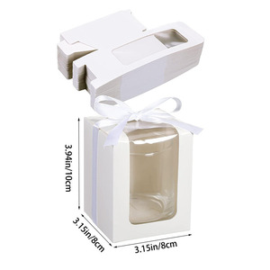 ZL Custom White Paper 15 oz <strong>champagne</strong> Flute Stemless Wine Glasses Wedding Favor Gifr <strong>Box</strong> With Window and Ribbon - Product Image 3