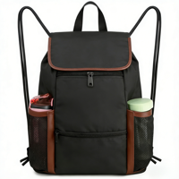 Sac de sport de luxe grande taille, sac à dos à cordon, fermeture éclair étanche, poches en maille, bandoulière arquée, portable pour femmes et hommes