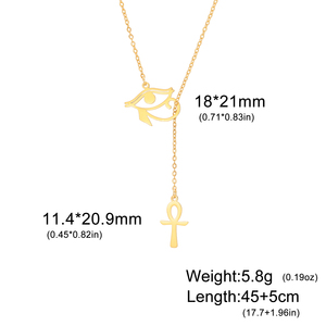 Colgante Ojo de Horus del Antiguo Egipto, collar de acero inoxidable para hombres y mujeres, amuleto cruzado Retro de moda, regalo de joyería - Product Image 4