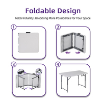 Mesa Plegable Portátil Ajustable en 3 Niveles de Altura, Compacta, Tipo Maletín, para Estudio, Picnic, Mesa Utilitaria Plegable para el Hogar