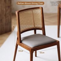 Chaise de salle à manger en bois massif et rotin de luxe pour hôtel et restaurant, prix de gros