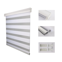 Persianas Enrollables Zebra de Doble Capa Día y Noche, Tela con Resorte Manual para Ventanas Francesas, Instalación Integrada