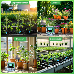 Kit d'<span class=keywords><strong>arrosage</strong></span> automatique solaire extérieur pour 15 plantes en pot, irrigation goutte à goutte programmable avec affichage LED pour jardins intérieurs - Product Image 6