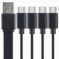 Noir Nouveau Design Durable 20CM Court USB a Mâle à USB c Mâle Splitter Câble 4 en 1 Multi USB c Câble de Charge Rapide