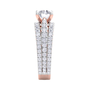 Luxury 18K Rose Gold Plated Round Cut Moissanite Engagement <b>Ring</b> <b>Set</b> Multi Row Pave Bridal Wedding <b>Ring</b> for <b>Women</b> - Product Image 4