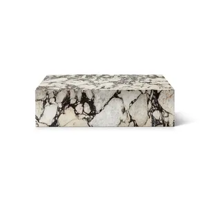 Tavolino e zoccolo in marmo viola Calacatta Set unico mobili in pietra moderna per salotti di lusso italiani naturali