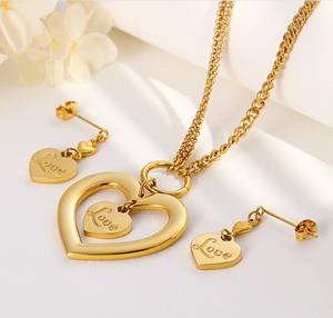 Plaqué or amour coeur forme 316l en acier inoxydable <span class=keywords><strong>bijoux</strong></span> ensembles de <span class=keywords><strong>bijoux</strong></span> - Product Image 5