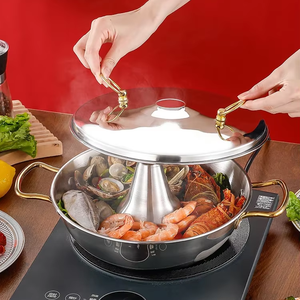 Fornello a Induzione Commerciale HENGCW in Acciaio Inox 304, Pentola Singola per Hot Pot, Fornello a Cassetta Piccolo, Pentola per Sukiyaki Stile Pechino Antico - Product Image 1