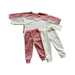 Ensemble de survêtement pour bébé en molleton français, pull à manches longues et pantalon à poches, pour l'automne - Product Image 2