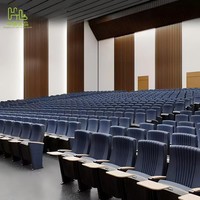 Chaises de théâtre en gros d'usine, mobilier de salle de conférence, sièges pliants pour auditorium, chaise d'église avec table et tablette d'écriture
