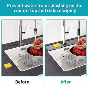 Silicone Faucet Mat for Kitchen Sink Splash Guard Bathroom Faucet <b>Water</b> <b>Catcher</b> Mat Sink Draining Pad Behind Faucet - Product Image 3