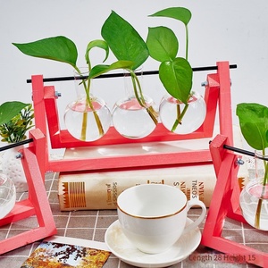 Colorful Wooden Stand Terrarium for Home Garden Desktop Plant Propagation Station with Bulb Glass Vase Gift Lovers - Product Image 4