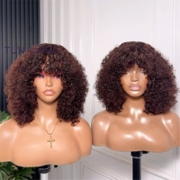 Perruque en cheveux humains Fumi avec frange, entièrement fabriquée à la machine, bob court bouclé, vague d'eau brésilienne, perruques pour femmes noires