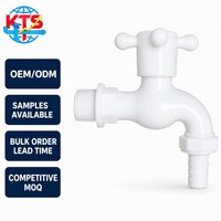 Robinet mural en plastique PP durable, poli, résistant au gel, pour machine à laver, 5 couleurs, tailles 1/2 et 3/4, avec sortie à raccord de tuyau anti-fuite
