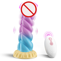 Einhorn-Penis Weiblicher Dildo Flüssiges Silikon Wasserdicht Weich Umweltfreundlich Farbverlauf Tragbar 8-Frequenz-Vibration Kabellos