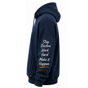 Stylish Navy Blue Crown Printed Hoodie Create Your Reality Inspirational Quote Sweatshirt Cozy Winter Apparel <b>Pullover</b> <b>Jumper</b> - Product Image 3
