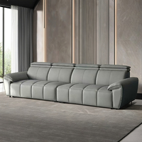 Ensemble de canapés modulaires de luxe au design européen moderne, en similicuir écologique, inclinables, pour salon, avec éléments en bois