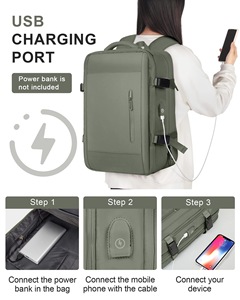 Sac à dos de voyage multifonctionnel pour homme personnalisé 2025, populaire, extensible, résistant à l'eau, sac d'étudiant, port de charge USB - Product Image 6