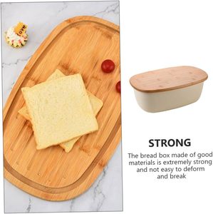 Boîte à pain domestique <span class=keywords><strong>de</strong></span> grande capacité, en matériau durable <span class=keywords><strong>de</strong></span> haute qualité, avec une forte stabilité, design surélevé avec couvercle en bambou - Product Image 6