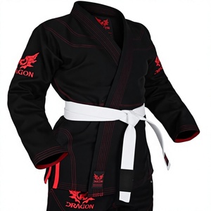Uniformes de Jiu-Jitsu Brésilien Brodés Noirs 550gsm Pearl Wave 100% Coton Unisexe Adultes avec Patchs Brodés - Product Image 1