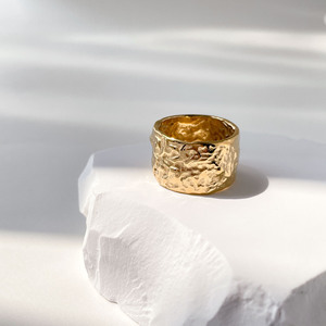 MECYLIFE-Anillo <span class=keywords><strong>Punk</strong></span> Grueso de Oro de 18K de Acero Inoxidable, Anillo de Sello Martillado de Banda Ancha, Resistente al Agua, Joyería de Alta Calidad - Product Image 5