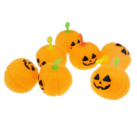 Nouveauté TPR LED citrouille Spike Ball jaune Jack-o-lanterne Halloween jouet doux presser balle anti-stress jouets anti-stress