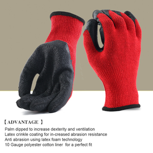 Guantes de Trabajo con Certificación EN388, Guantes de Seguridad Industriales Personalizados de Poliéster de Calibre 10 con Recubrimiento de Látex Arrugado - Product Image 1