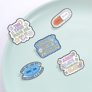Ensemble d'épingles en émail sur le thème de la santé mentale, TDAH, autisme et broche pilule pour la décoration de sacs à dos - Product Image 3