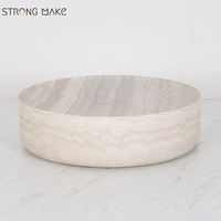 Juego de Mesa de Centro de Lujo, Decoración para el Hogar, Diseño Moderno Nórdico, Mesa de Centro de Fibra de Vidrio Color Mármol Travertino para la Sala de Estar