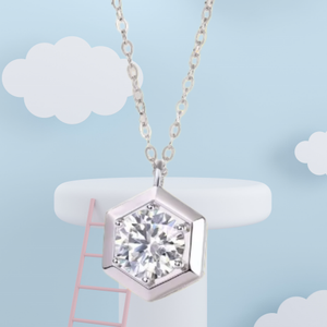 Collier pendentif hexagonal en moissanite 1 carat, argent sterling 925 plaqué or, coupe coussin, design géométrique, tendance, pour mariage - Product Image 6