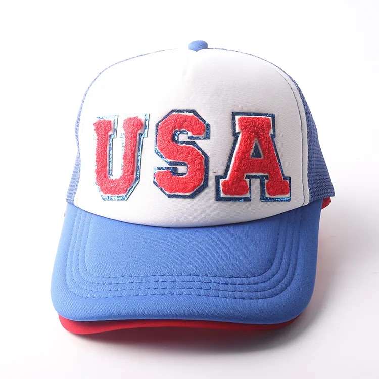 OEMカスタムロゴスナップバックスポーツキャップ刺繍パッチ非構造化5パネルスポーツ野球帽調節可能なトラッカーキャップメッシュ帽子
