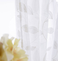 Rideaux blancs bon marché, feuilles brodées, rideaux transparents