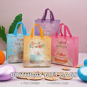 Bolsas de Regalo de Tela No Tejida con Estampado de Feliz Cumpleaños para Niños, Bolsas de Regalo con Diseño de Dibujos Animados para Fiestas de Cumpleaños, Venta al por Mayor - Product Image 2
