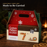 Boîte d'emballage en carton ondulé avec poignée portable, boîte cadeau alimentaire personnalisée pour les fêtes de Noël, pour les noix, les biscuits, le chocolat, recyclable et pliable