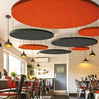 Paneles Acústicos Colgantes Qinsound Dropping Circle, Paneles Absorbentes de Sonido de Fibra de Vidrio para Techo, para Interiores, Cafeterías y Restaurantes