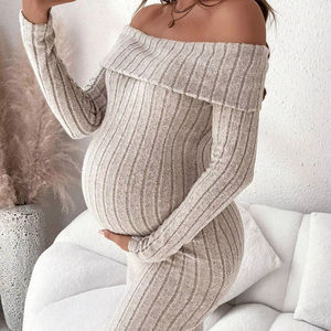 <span class=keywords><strong>Abito</strong></span> <span class=keywords><strong>Premaman</strong></span> per Servizio Fotografico Autunno Inverno Monospalla Snellente Aderente a Maniche Lunghe <span class=keywords><strong>in</strong></span> <span class=keywords><strong>Maglia</strong></span> per Donne Incinte - Product Image 1