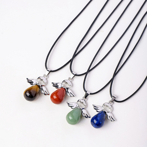 Collier Pendentif Ange en Cristal Naturel en Gros, Pierre Précieuse Goutte d'Eau, Ange Gardien pour la Protection Spirituelle et l'<span class=keywords><strong>Amour</strong></span> - Product Image 5