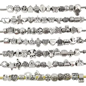 Tibetan Metal Drum Loose Beads Large Hole Rondelle Column Spacer Antique Silver Barrel Beads for Bracelets Necklace Making