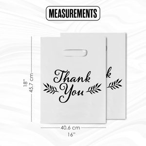 Thank You <b>Bags</b> 16x18 Inch Plastic Shopping Gift <b>Bags</b> Die Cut Handle 100 Pack <b>White</b> - Product Image 2