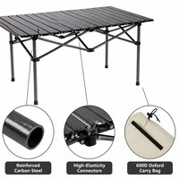 Table de camping pliable robuste - Tissu Oxford durable et métal, table portable d'extérieur pour pique-nique, plage, barbecue