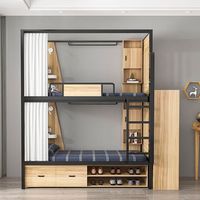 Lit superposé en métal robuste et élégant, double étage, avec taille personnalisée pour dortoir, appartement, hôtel, auberge de jeunesse