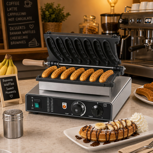 Machine à gaufres commerciale électrique <span class=keywords><strong>pas</strong></span> chère en forme de banane 1800W, 5 empreintes, antiadhésive, en acier inoxydable, pour snacks - Product Image 2