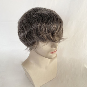 วิกผมผู้ชายแบบเต็มศีรษะ วัสดุ PU V Loop ลอนธรรมชาติ ผมแท้  ราคาดีที่สุด คุณภาพเยี่ยม # 1B50 - Product Image 4