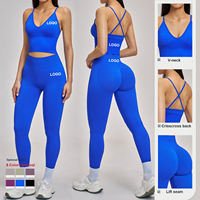Ensemble de yoga JY personnalisé : Soutien-gorge de sport croisé et leggings taille haute, séchage rapide, respirant, extensible, pour la gym