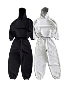 High Street Casual Sports Chándal Otoño Color sólido Sudadera con capucha Pantalones de chándal sueltos Logotipo personalizado Venta de diseño de moda - Product Image 1