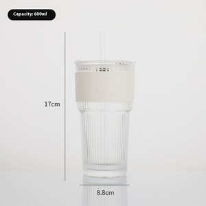 Bán buôn New công suất lớn cốc nước thủy tinh nắp sọc dọc Tumbler biểu tượng tùy chỉnh slub cốc cà phê uống - Product Image 6
