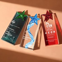 Nouveau trophée de réunion annuelle haut de gamme en forme d'étoile à cinq branches, avec ruban en cristal artificiel dégradé, pour personnel exceptionnel, ventes et trophée cheval