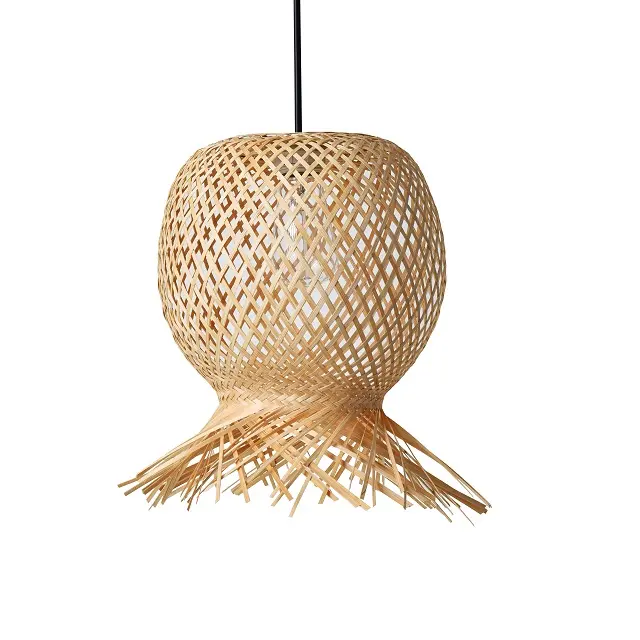 Boheemse Rotan Hanglamp Met Kwastjes Uniek Gestructureerd Ontwerp Voor Trendy Interieuraccenten